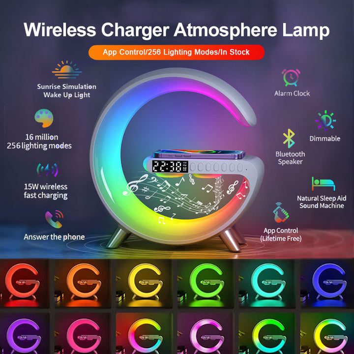 MultiSync: Wireless Charging Speaker Alarm Clock with RGB Lights